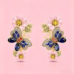 Boho Butterfly Floral Drop Earrings