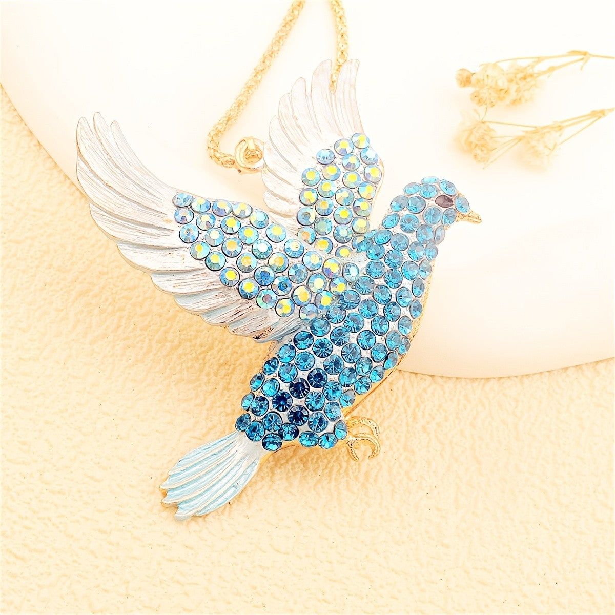 Glittering Pink Dove Necklace