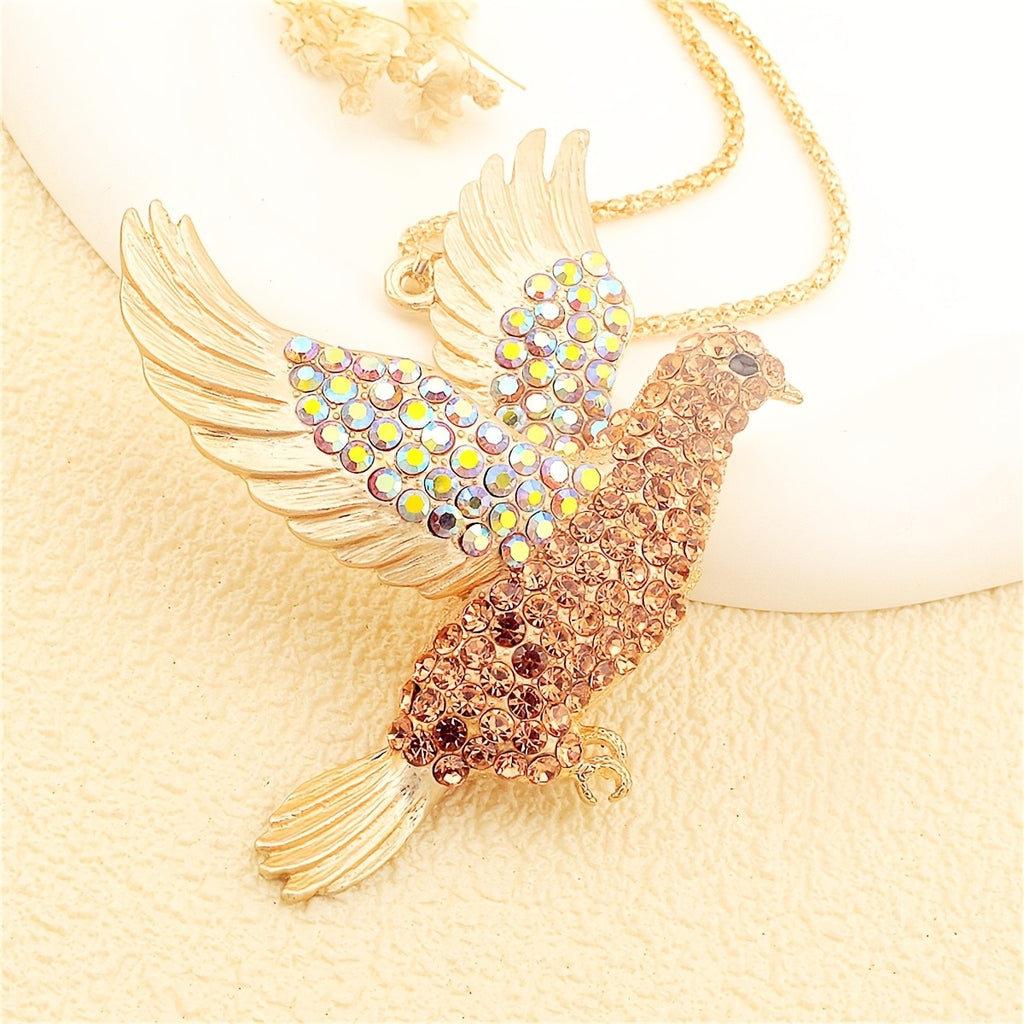 Glittering Pink Dove Necklace