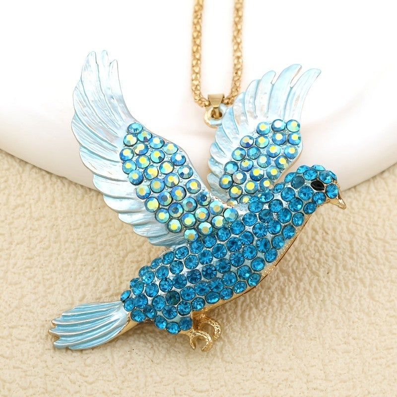 Glittering Pink Dove Necklace