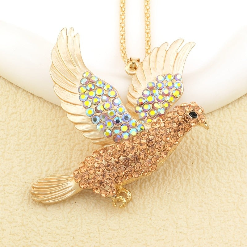 Glittering Pink Dove Necklace