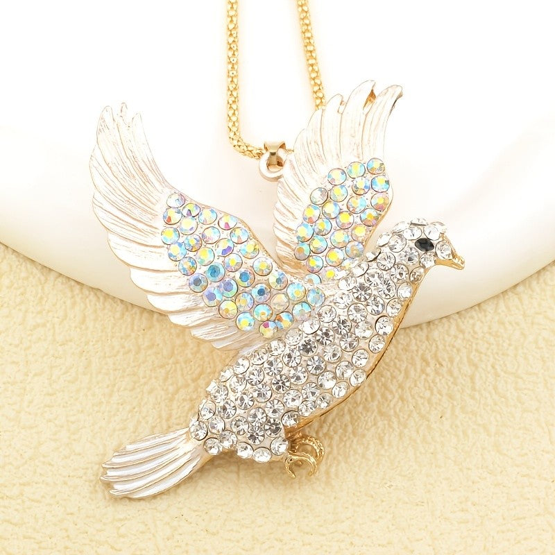 Glittering Pink Dove Necklace