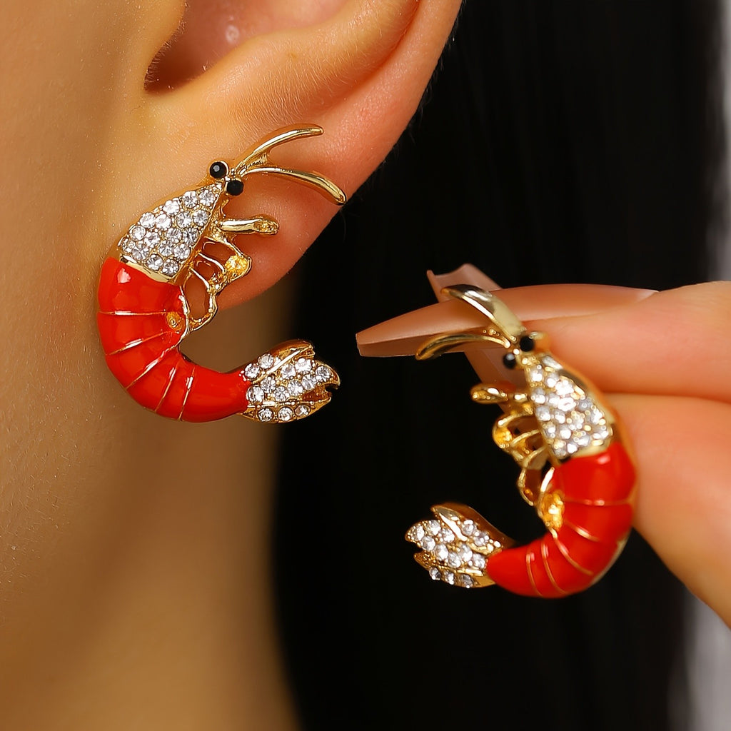 Whimsical Red Lobster Stud Earrings
