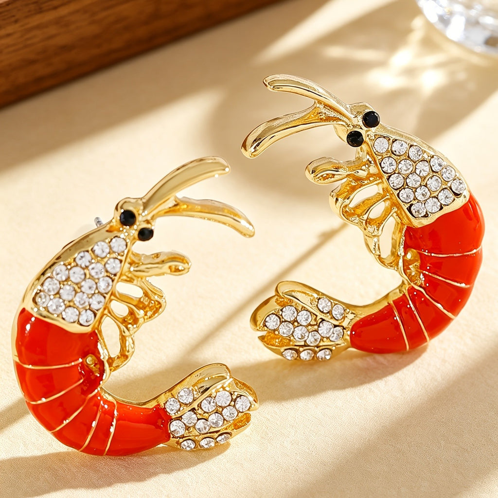 Whimsical Red Lobster Stud Earrings