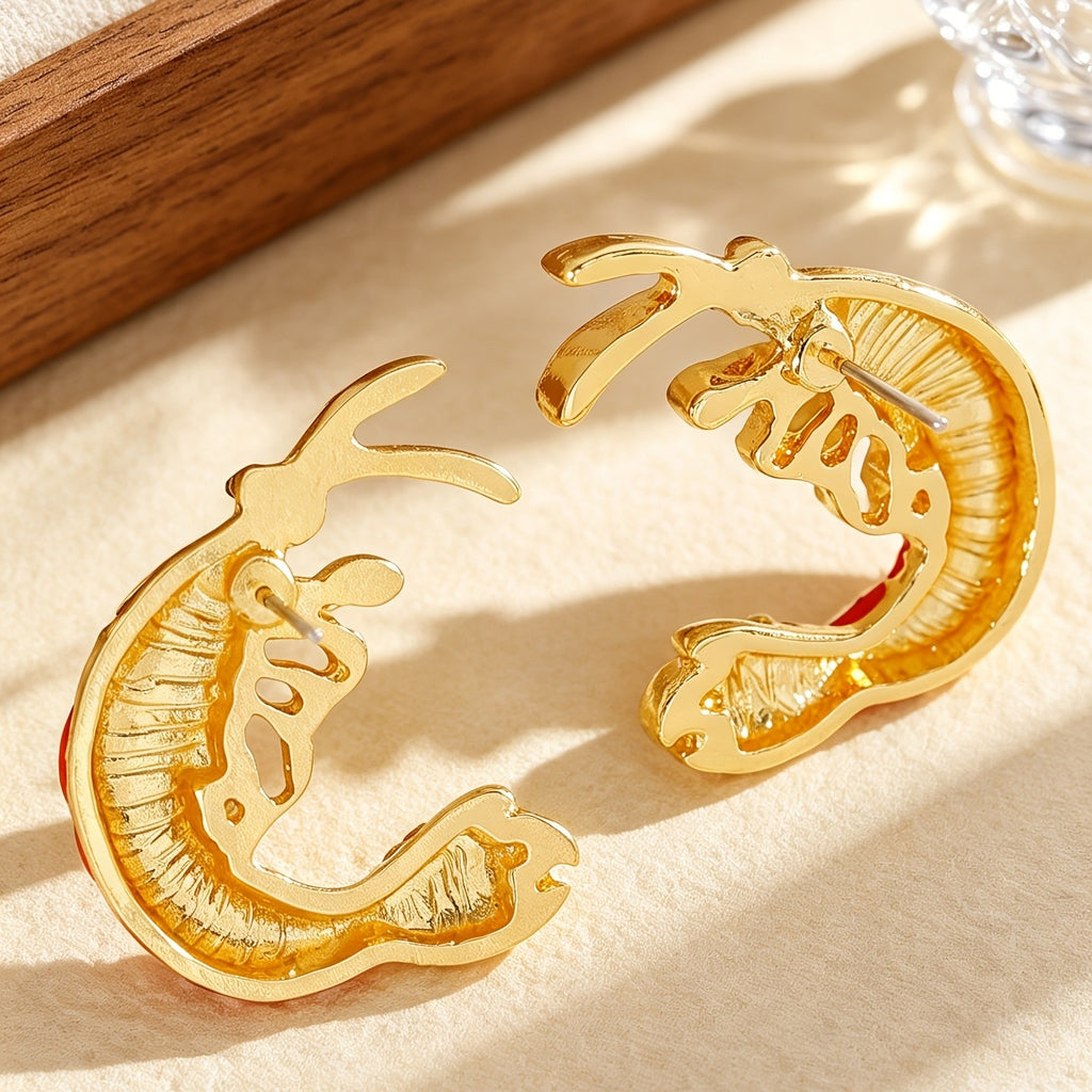 Whimsical Red Lobster Stud Earrings