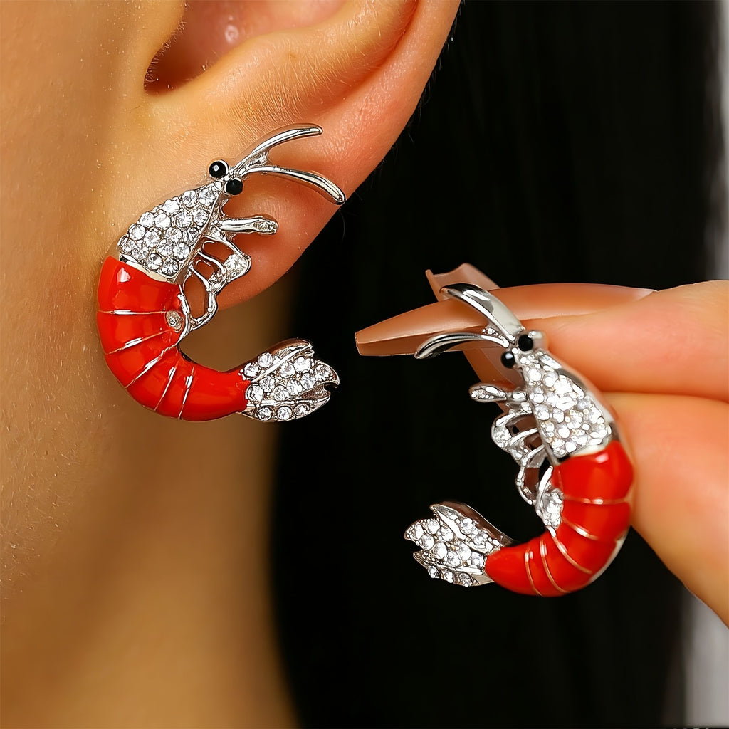 Whimsical Red Lobster Stud Earrings