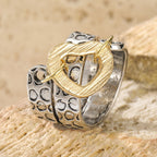 Textured Bicolor Heart Statement Ring
