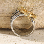 Textured Bicolor Heart Statement Ring