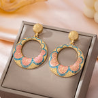 Boho Floral Circle Drop Earrings