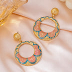Boho Floral Circle Drop Earrings