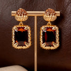 Amber Gemstone Drop Earrings