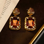 Amber Gemstone Drop Earrings
