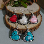 Boho Heart Turquoise Drop Earrings