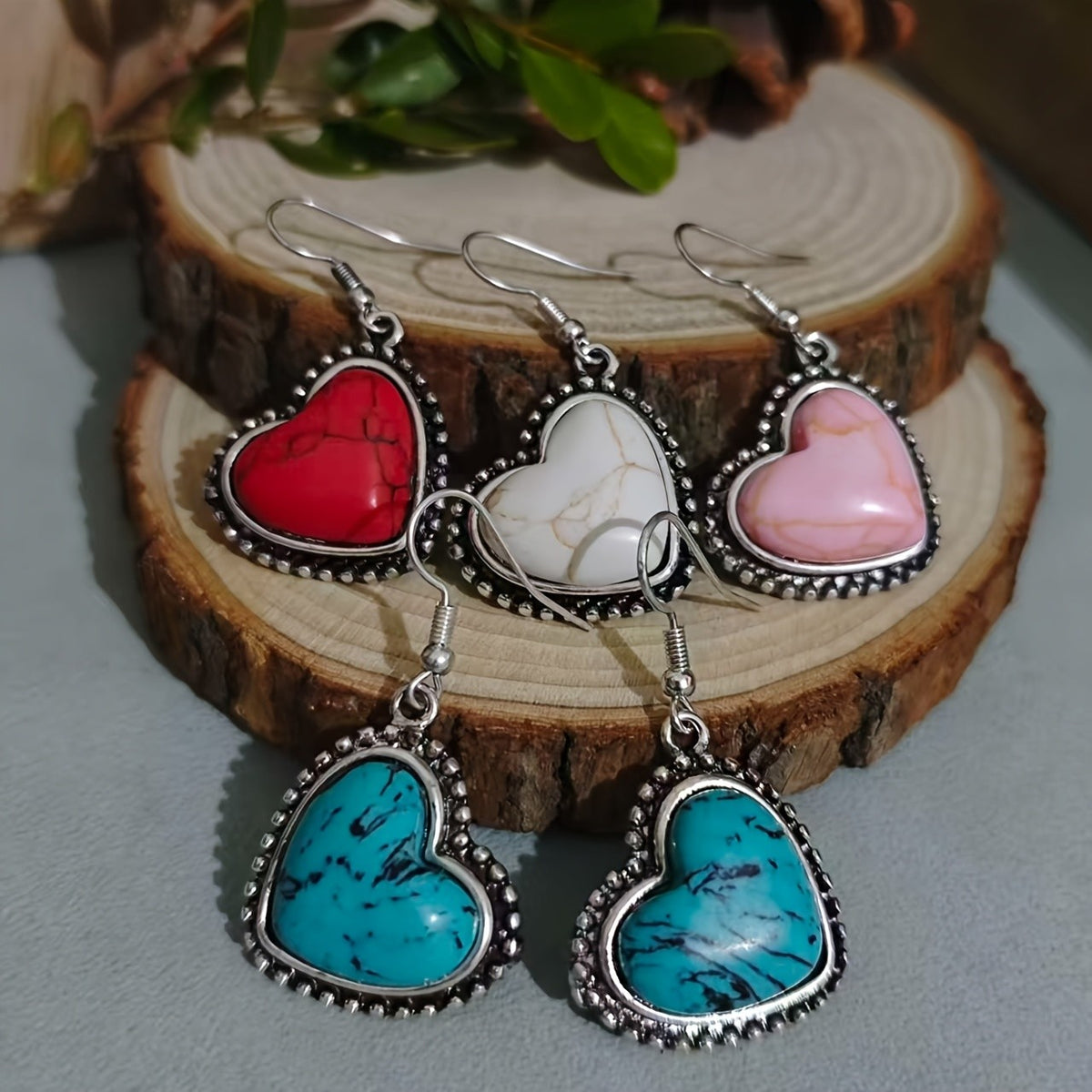 Boho Heart Turquoise Drop Earrings