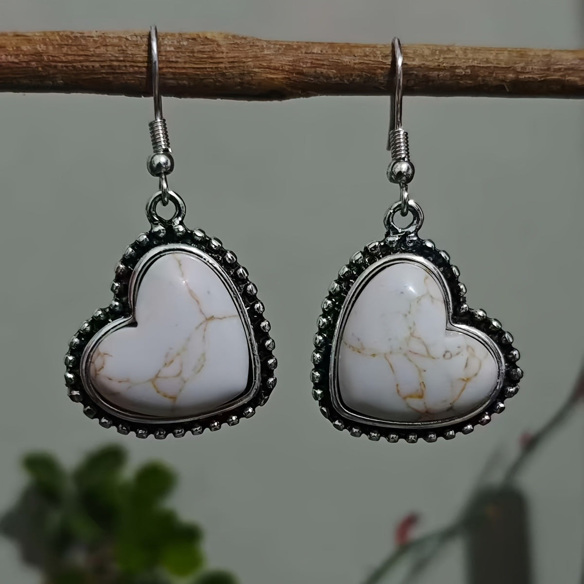Boho Heart Turquoise Drop Earrings