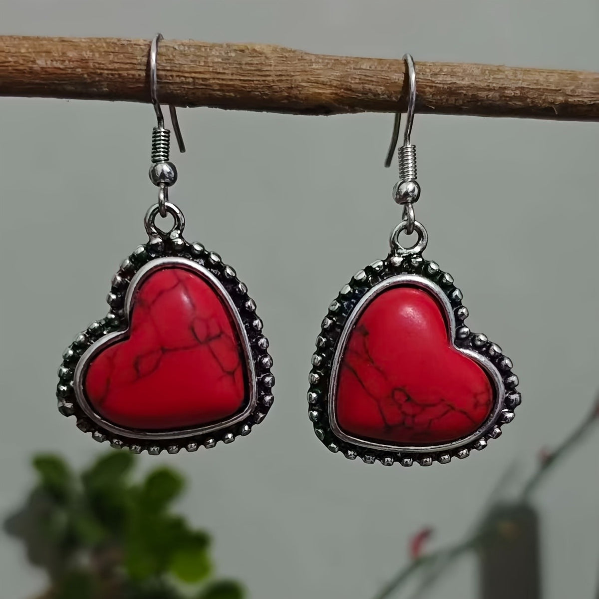 Boho Heart Turquoise Drop Earrings