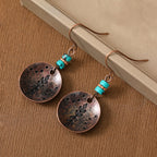 Elegant Leaf Disc Drop Earrings