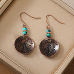 Elegant Leaf Disc Drop Earrings