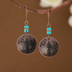 Elegant Leaf Disc Drop Earrings
