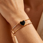 Dainty Black Heart Cuff Bracelet