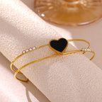 Dainty Black Heart Cuff Bracelet