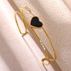 Dainty Black Heart Cuff Bracelet