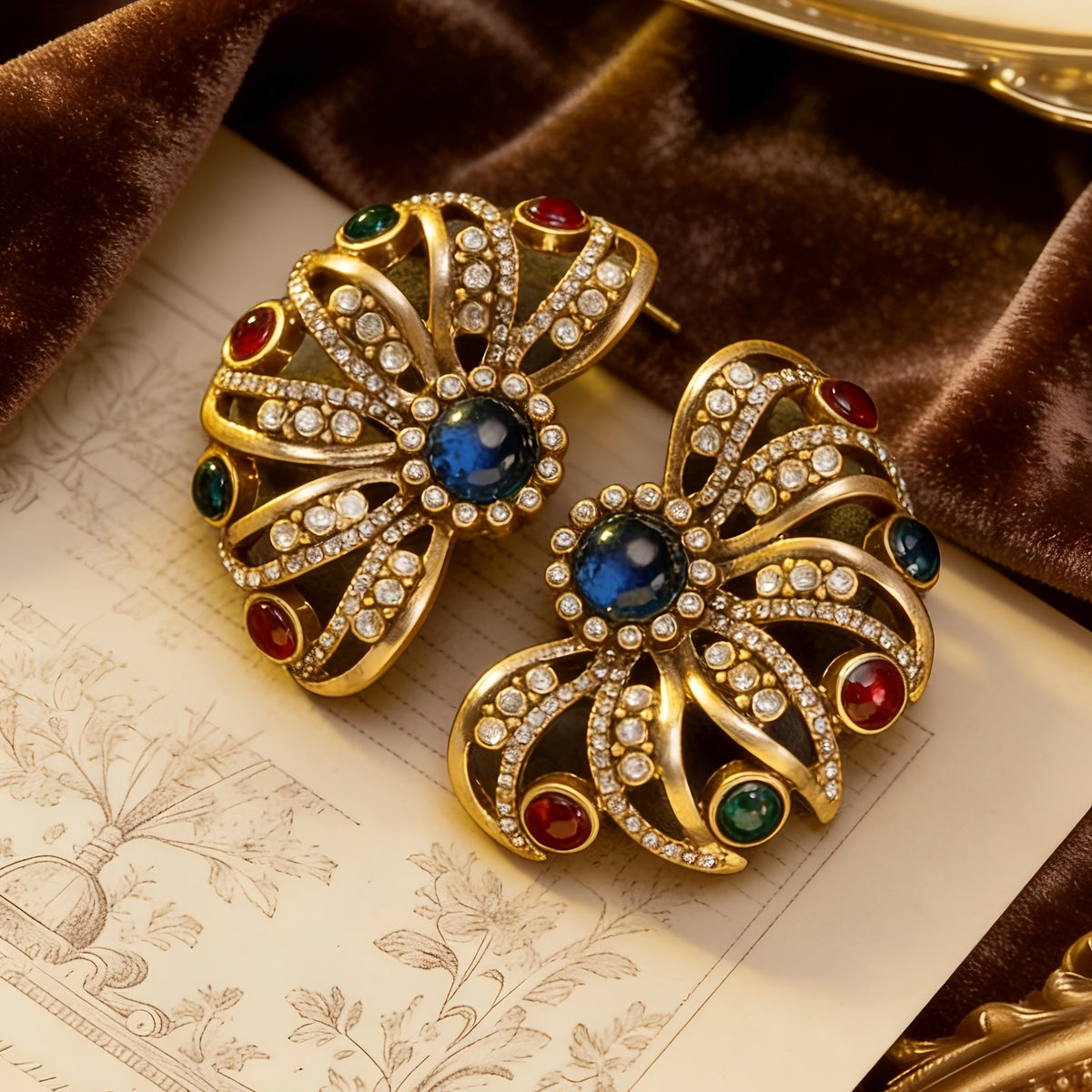 Elegant Floral Gemstone Earrings