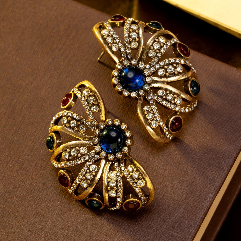 Elegant Floral Gemstone Earrings