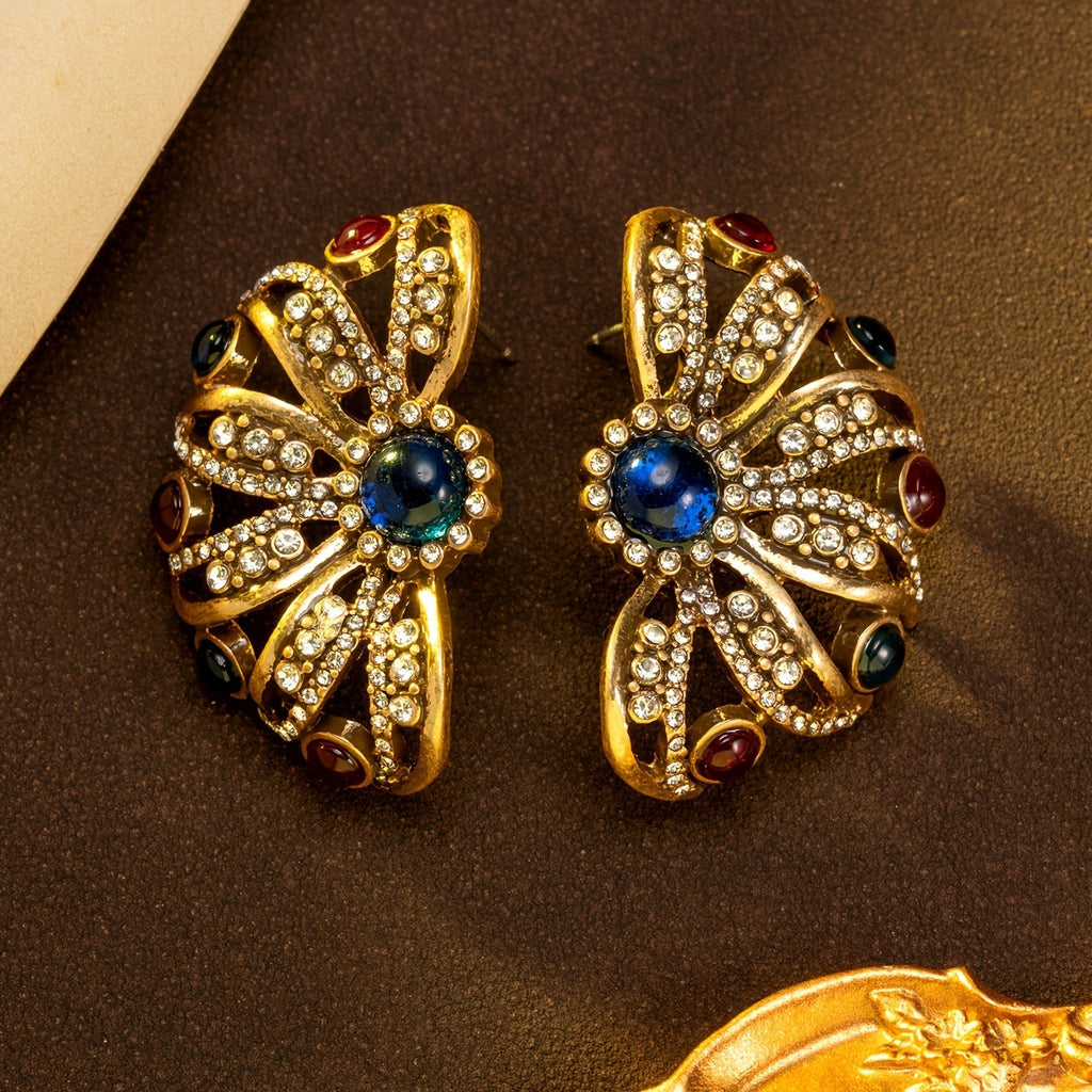 Elegant Floral Gemstone Earrings