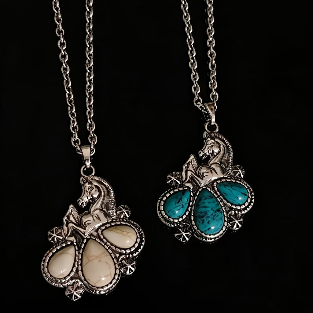 Western Horse Turquoise Pendant Necklace