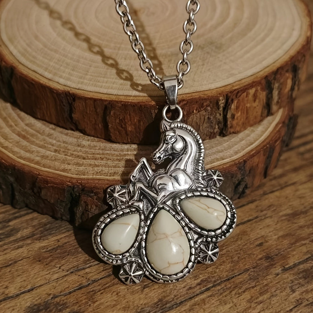 Western Horse Turquoise Pendant Necklace