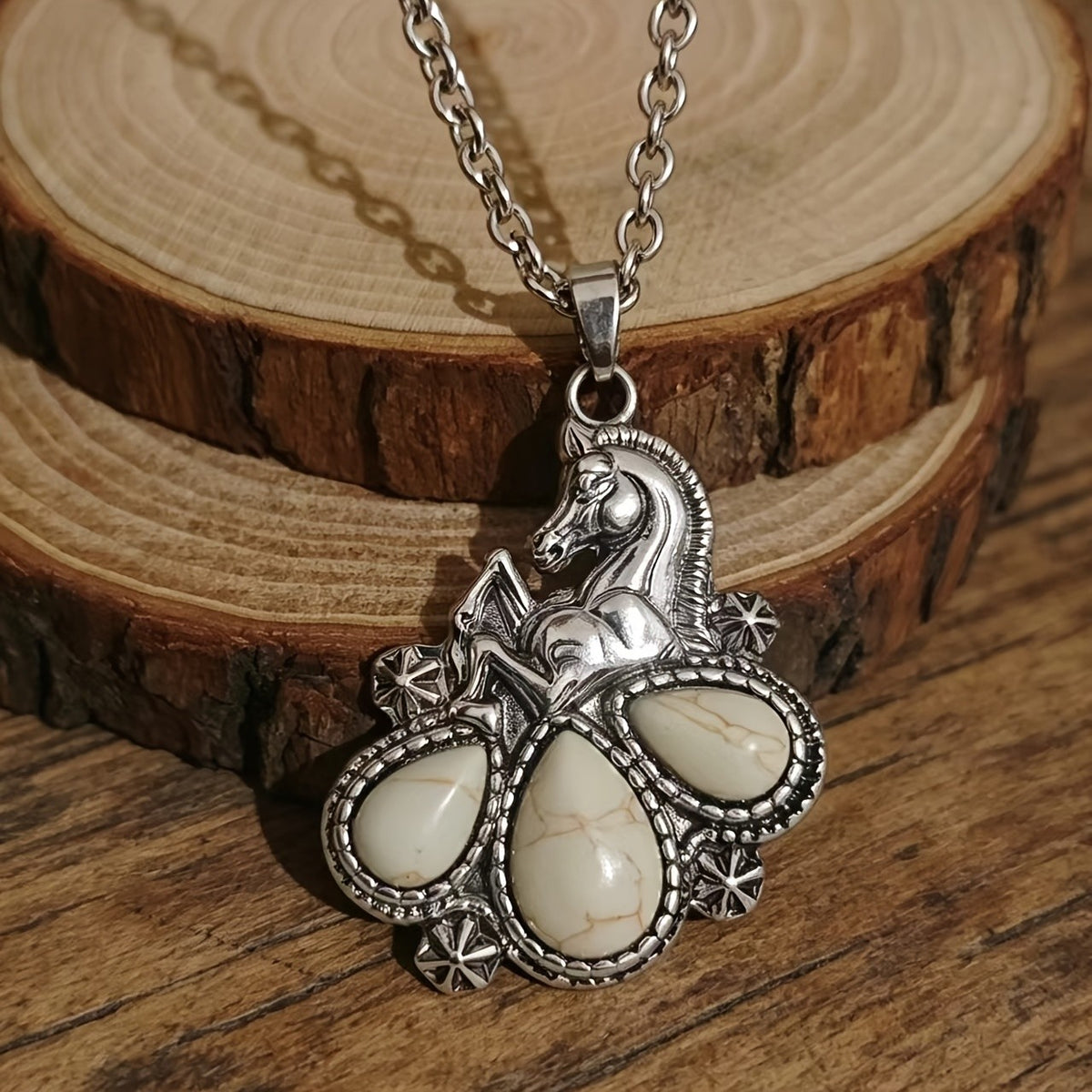 Western Horse Turquoise Pendant Necklace