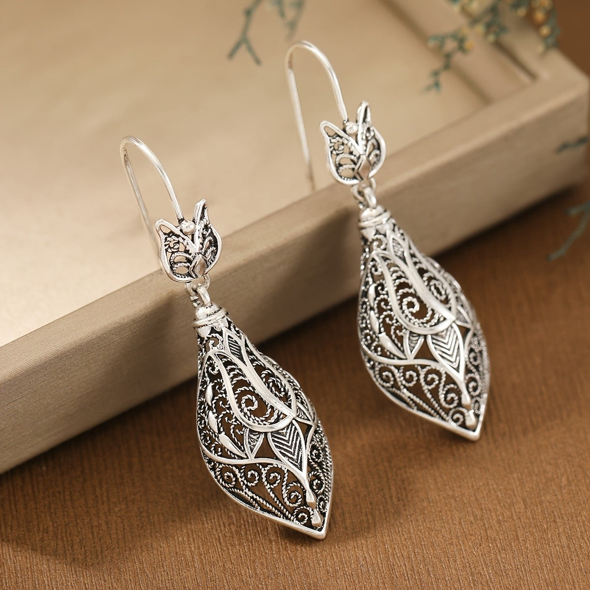 Ornate Filigree Teardrop Earrings