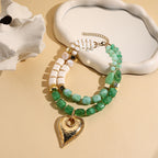 Chunky Green Bead Heart Necklace