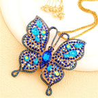 Elegant Blue Butterfly Glass Necklace