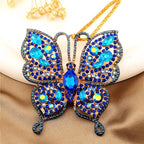 Elegant Blue Butterfly Glass Necklace