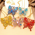 Elegant Blue Butterfly Glass Necklace