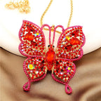 Elegant Blue Butterfly Glass Necklace