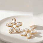 Elegant Floral Pearl Drop Earrings