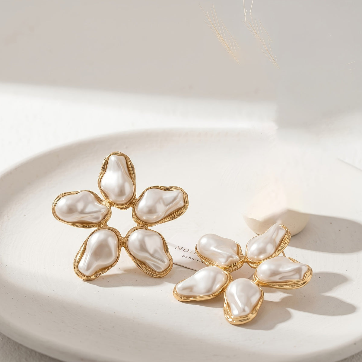 Elegant Floral Pearl Drop Earrings