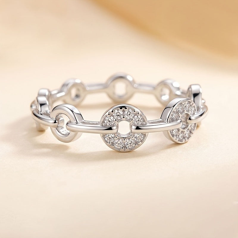 Elegant Pave Link Ring
