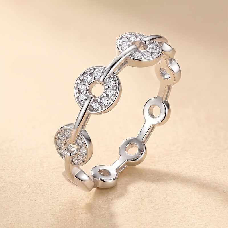 Elegant Pave Link Ring