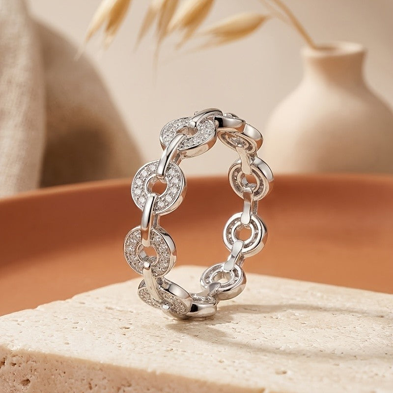 Elegant Pave Link Ring