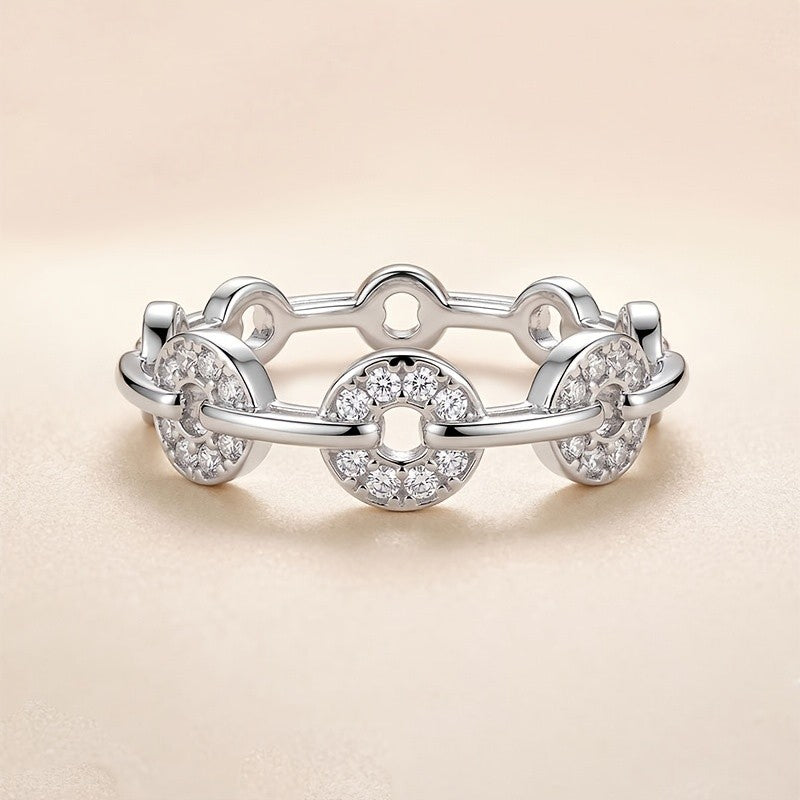 Elegant Pave Link Ring