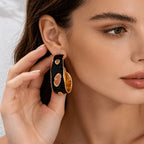 Chunky Black Geometric Hoop Earrings