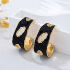 Chunky Black Geometric Hoop Earrings