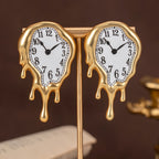 Whimsical Melting Clock Drop Earrings