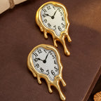 Whimsical Melting Clock Drop Earrings