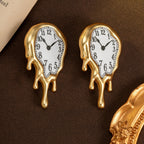 Whimsical Melting Clock Drop Earrings