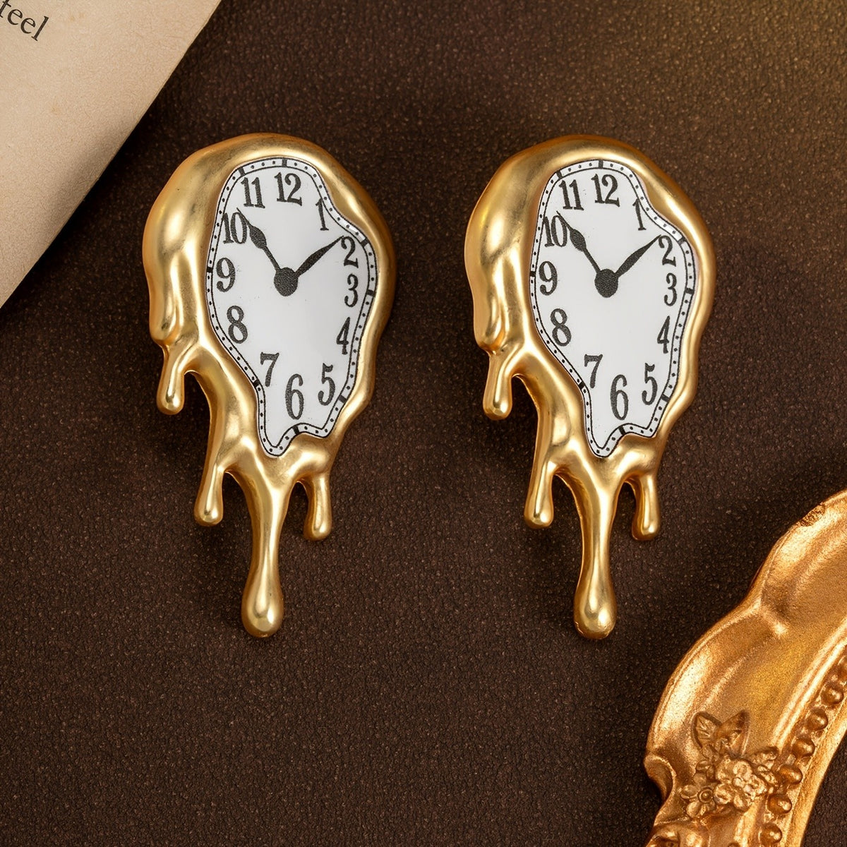 Whimsical Melting Clock Drop Earrings